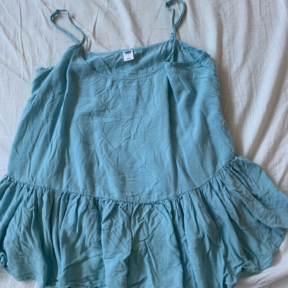 Blue peplum tank top